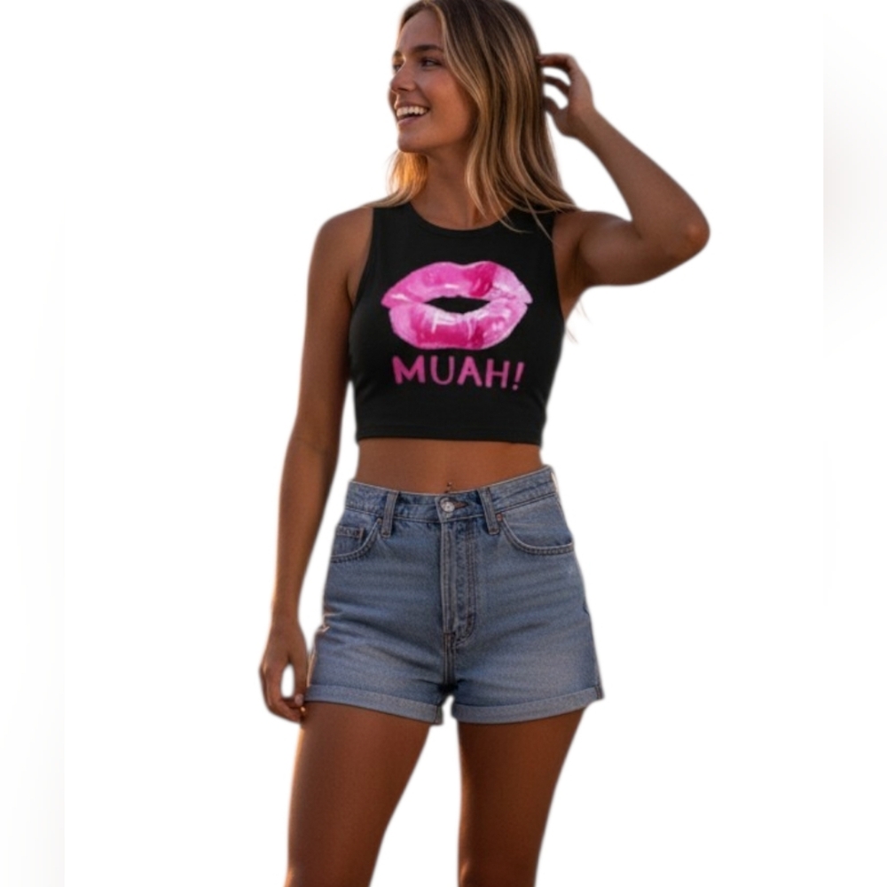 🫦Inawly Black Crop Top L XL